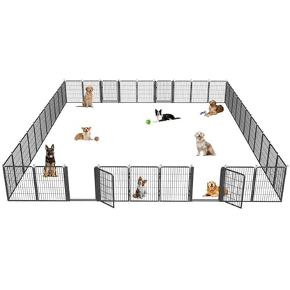 Dog Playpen Outdoor with Low Threshold Gate, 32 inch 40 Panels Dog Play Pen Indoors, Heavy Duty Metal Puppy Playpen Dogs Pen, Rust-Resistant Pet Playpens for Yard RV Camping - color: 40 Panels-32 Inch