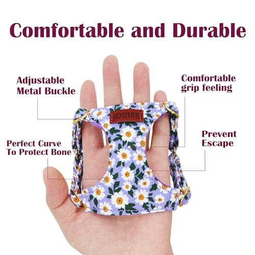 No Pull Dog Harness Adjustable Small Dog Harness and Leash Set, Lightweight and Soft Dog Harness No Choke Escape Proof Pet Harness Vest (Purple Daisy, XS) - color: Purple Daisy, size: XS