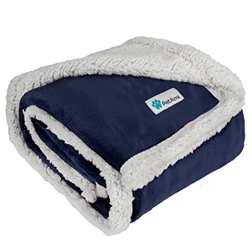 PetAmi Dog Blanket for Small Medium Dogs, Pet Bed Blanket Cat Puppy Kitten, Fleece Furniture Couch Cover Protector Sofa Car, Soft Sherpa Dog Throw Plush Reversible Washable, Mini 29x40 Blue - color: Blue, size: Medium - 29 X 40 Inches
