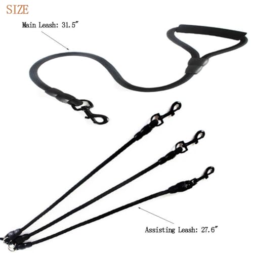 3 in 1 Durable Nylon Dog Leash with Padded Handle, 360° Swivel No Tangle Climbing Rope Removable Pet Traction Rope, Lead for Medium Large Dogs Black - color: Black