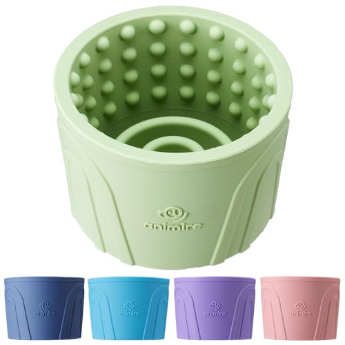 Dog Slow Feeder Lick Bowl, Anxiety Relief Dog Licking Mat Treat Dispenser, Non-Slip Anti-Choking Slow Eating Lick Bowl for Small Medium and Large Breed Dogs, BPA Free Silicone - color: Green, size: S