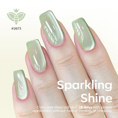 Modelones Cat Eye Gel Nail Polish, 6 Colors Glitter Summer Pink Blue Green Blue Gel Polish Set with Magnet Sparkle Translucent Nail Polish Kit Soak Off Led Nail Art Manicure Salon DIY Gifts - color: A-0 Ice Rainbow