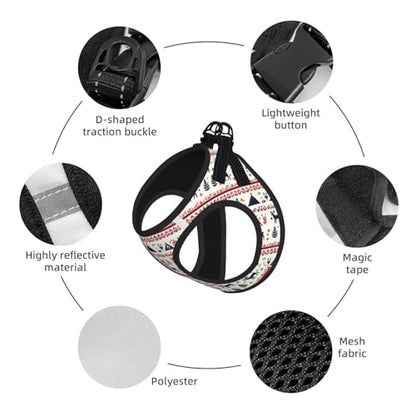 Reindeer Christmas Pet Harness Escape Proof Dog Harness Adjustable Mesh Padded Reflective Dog Vest Harness and Leash Set Large - color: Style 10, size: Large