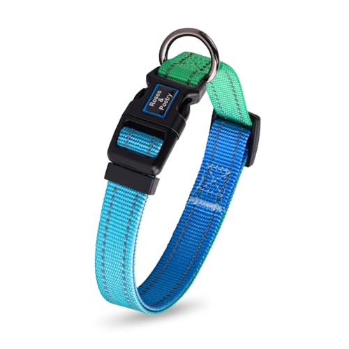 Roses&Poetry Collars for Dogs, Adjustable Reflective Durable Pet Collars for Small Medium Large Dogs (Bluegreen-XS) - color: BlueGreen, size: XS