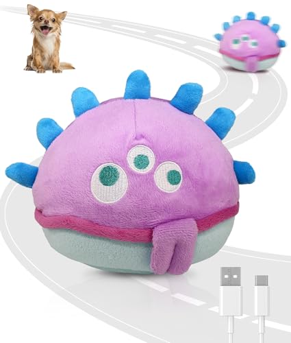 Petbobi Interactive Dog Toys Ball, USB Rechargeable Moving Dog Toy with Barking Sounds, Plush Monster Ball with Washable Cover, 4.9" Pet Toy for Small & Medium Dogs, Christmas & Birthday Gift - color: Purple