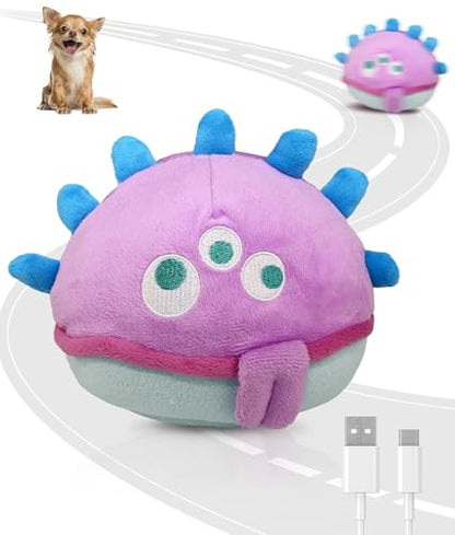 Petbobi Interactive Dog Toys Ball, USB Rechargeable Moving Dog Toy with Barking Sounds, Plush Monster Ball with Washable Cover, 4.9" Pet Toy for Small & Medium Dogs, Christmas & Birthday Gift - color: Purple