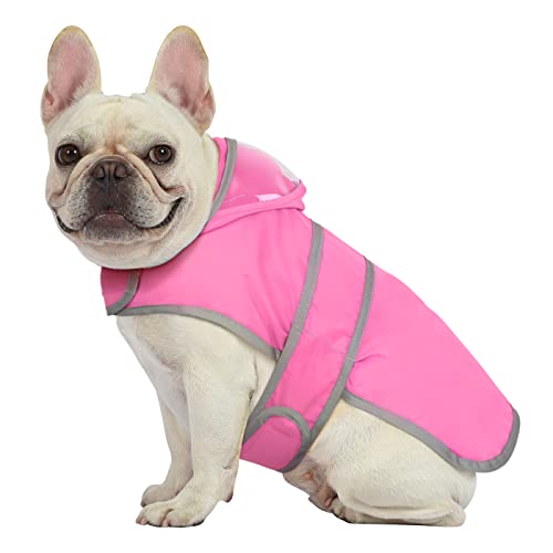 HDE Dog Raincoat with Clear Hood Rain Jacket Poncho for Small Medium Large Dogs Pink - S - color: Pink, size: Small