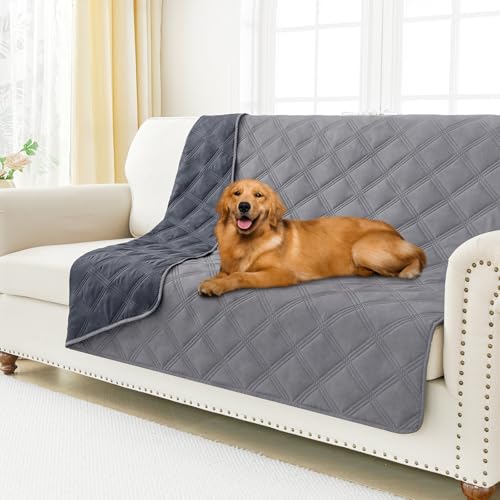 Smiry Waterproof Dog Bed Cover Blanket 52x82, Soft Reversible Pet Blanket, Washable Leakproof Cats Dogs Couch Cover for Sofa, Couch, Furniture, Grey/Dark Grey - color: Grey/Dark Grey, size: 52x82 Inch