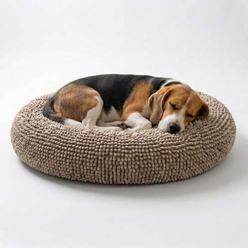 Muddy Mat®Cloud K-9 Bed for Dogs & Cats, Soft & Relaxing Donut Dog Bed, Chenille Material, Removable Cover, Washable & Dryer Safe–Beige Medium(35'x35') - color: Beige, size: Medium (35''X35'')