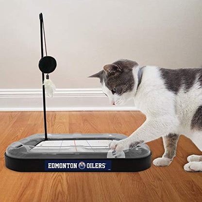 Pets First 5-in-1 NHL Edmonton Oilers Hockey Field Cat Scratcher Toy with Interactive Cat Ball Bell in Tracks - color: Edmonton Oilers