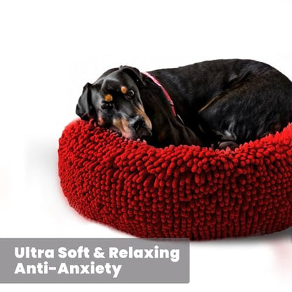 Muddy Mat® Cloud K-9 Bed for Dogs & Cats, Soft & Relaxing Donut Dog Bed, Chenille Material, Removable Cover, Washable & Dryer Safe–Red Large(40'x40') - color: Red, size: Large (40''X40'')