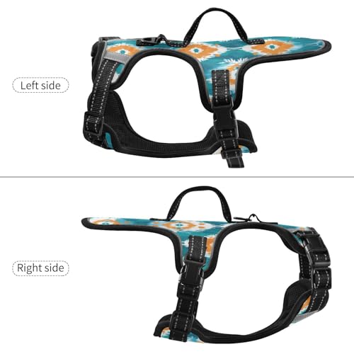 Boho Green Orange Reflective Dog Walking Gear for Animal Hiking Stretchy Vest for Walking at Night with Handle Chaleco para perro Medium