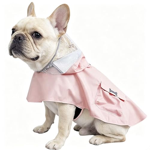 Dog Raincoat Waterproof, Adjustable Reflective Hooded Dog Rain Poncho with Leash Hole for Small Medium Large Dogs (Pink, Medium) - color: Pink, size: Medium(13-22lb)