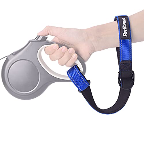 Short Dog Leash, Safety Wrist Strap for Retractable Dog Leash, Reflective Design and Adjustable Soft Padded Handle, Extra Layer Security for Pet Stroller (Blue) 1 Pack - color: Blue, size: 1 Pack