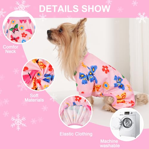 Dog Pajamas Small Sized Dogs Stretchable Summer Dog Clothes Pjs 4 Legs Girl Boy Cute Soft Puppy Outfits Doggie Cat Jammies Jumpsuit Sleeper for Pet, Butterfly, XS - color: Butterfly, size: X-Small (Chest 11in )