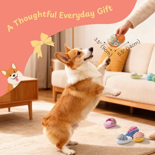 Nocciola 10 Pack Slipper Dog Toys, Squeaky Crinkle Plush Dog Toys for Small Medium Dogs, Interactive Chew Toys for Boredom, Indoor Soft Puppy Toy Set - style: Novelty