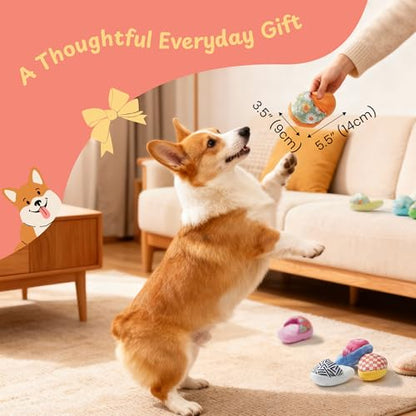 Nocciola 10 Pack Slipper Dog Toys, Squeaky Crinkle Plush Dog Toys for Small Medium Dogs, Interactive Chew Toys for Boredom, Indoor Soft Puppy Toy Set - style: Novelty