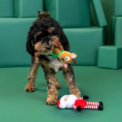 Fringe Studio Pet Toy, Friend at Frost Sight Plush Dog Toy 2 Piece Set, Santa & Reindeer, PetShop Collection (312062) - color: Frost Sight