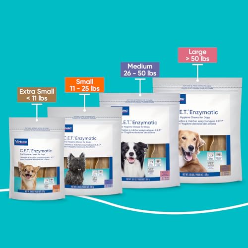 Virbac C.E.T.® Enzymatic Oral Hygiene Chews for Dogs, Large - Plaque & Tartar Control - Single Layer Beefhide with Exclusive Dual-Enzyme System & Tasty Chicken Flavor - Easy to Give Dog Dental Chew - size: 1.13 Pound (Pack of 1)