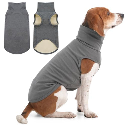 IECOii Dog Fleece Vest Sweater - Stretch Warm Pullover with Turtleneck,Grey,Large, Easy On/Off Winter Dog Sweater for Medium Large Dogs Girl Boy, Winter Fall Jumpsuit with High Neck - color: Grey, size: Large