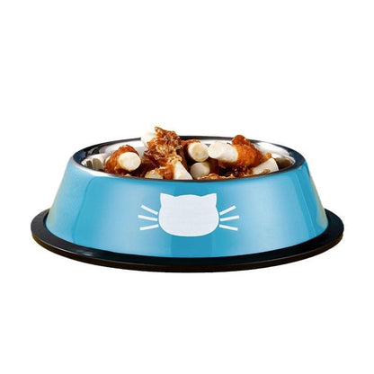 Cat Bowls,1 Pcs Non-Slip Stainless Steel Small Cat Food Bowls - Unbreakable, Thicken 6.5Oz Cat Dishes - Indoor, Removable Rubber Base, Easily Clean, Lovely Color