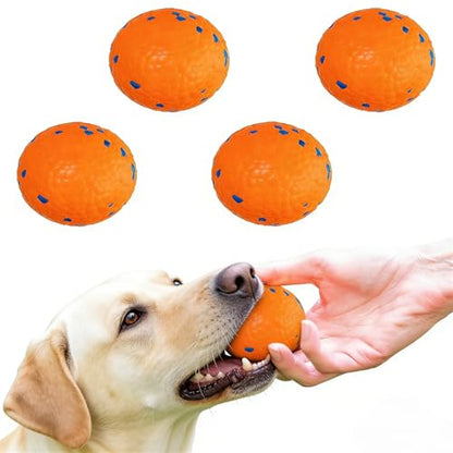 Indestructible Dog Ball, Durable Dog Balls for Aggressive Chewers, 2.4" Durable Teething Chew Toys, Interactive Fetch Ball for Medium/Small Dogs - color: Orange