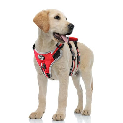 Escape Proof Dog Harness - No Pull Dog Harness with Handle, Soft Padded Reflective and Adjustable Full Body Pet Harness Vest for Medium Large Dogs Walking Hiking Training, Red Medium - color: Red, size: Medium