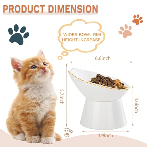 Detachable Elevated Cat Bowls, 15° Tilted Raised Cat Food Bowl Anti-Vomiting, Whisker Friendly, Adjustable Pet cat Dishes for Protecting Spine, Adult Kitten (White) - color: White