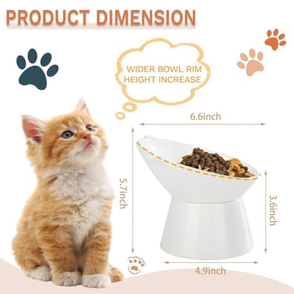 Detachable Elevated Cat Bowls, 15° Tilted Raised Cat Food Bowl Anti-Vomiting, Whisker Friendly, Adjustable Pet cat Dishes for Protecting Spine, Adult Kitten (White) - color: White