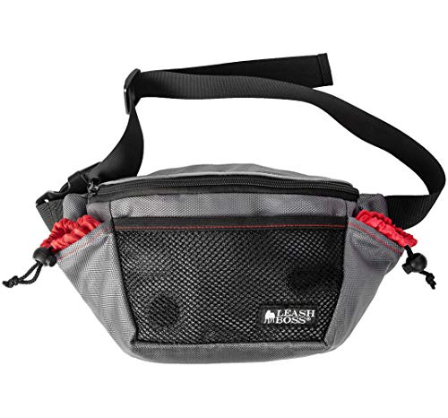 Leash Boss Dog Treat Pouch for Training | Training Treat Pouches for Pet Training | Treat Bag for Dog Training | Portable Kibble Snack Container for Pets | Fanny Pack Waist Belt Transport On The Go - color: Grey, size: XL