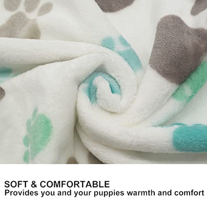 1 Pack 3 Puppy Blankets Super Soft Warm Sleep Mat Cute PAW Print Blanket Fleece Pet Blanket Flannel Throw Dog Blankets for Small Dogs Puppy Cats,Gray/White/Brown-Medium(29"x20") - color: Gray/Brown/White Paw(pack of 3), size: Medium(29"x20")