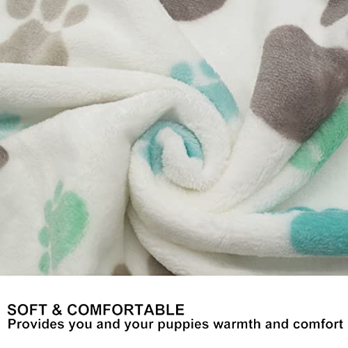 1 Pack 3 Puppy Blankets Super Soft Warm Sleep Mat Cute PAW Print Blanket Fleece Pet Blanket Flannel Throw Dog Blankets for Small Dogs Puppy Cats,Gray/White/Brown-Large(40"x30") - color: Gray/Brown/White Paw(pack of 3), size: Large(40"x30")