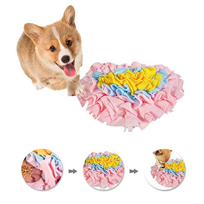 GoFika Small Dogs Slow Feeding Snuffle Foraging Mat Cloth for Puppies and Pets (14" x 11.8") Interactive Puzzle Feeder for Stimulation and Nosework (Pink)