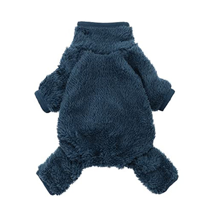 Fitwarm Dog Fuzzy Velvet Pajamas, Dog Winter Clothes for Small Dogs Boy Girl, Pet Jumpsuit, Doggy Apparel, Navy Blue, Large - color: Blue, size: Large