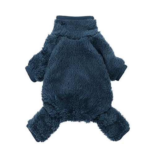 Fitwarm Dog Fuzzy Velvet Pajamas, Dog Winter Clothes for Small Dogs Boy Girl, Pet Jumpsuit, Doggy Apparel, Navy Blue, Large - color: Blue, size: Large