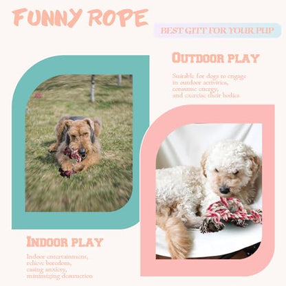 2-Pack Dog Rope Toy Durable Cotton Dog Chew Toys for Aggressive Chewers Interactive Tug of War and Teeth Cleaning for Small to Medium Breed Pets(Pink, Medium) - size: Medium