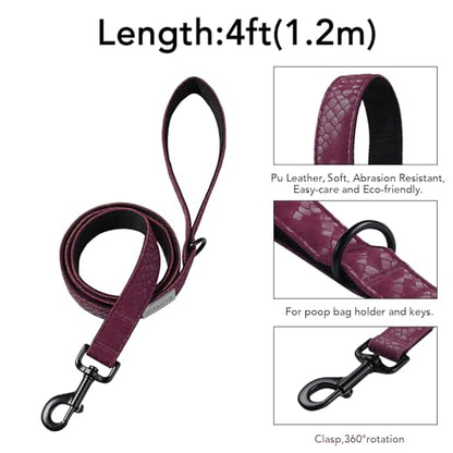 Soft Leather 4ft Dog Collar and Leash Set,Stylish 4ft PU Leather Dog Training Leash, Adjustable Durable Pet Collars with Quick Release Buckle for Large Dogs,Medium Dogs,Terracotta (red-Brown, 4 feet) - color: red-brown