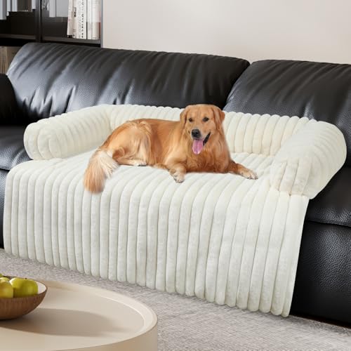 Wn's Day Luxurious Dog Couch Bed, Washable Calming Dog Couch Cover, Removable Couch Protector for Dogs, Waterproof Sofa Bed, Pet Bed Mats for Couch, Pet Couch Covers for Sofa(White, XXL) - color: White, size: XX-Large(51.1*41.3*6 In)