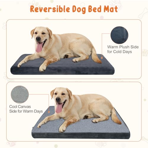 EMPSIGN Stylish Dog Bed Mat Dog Crate Pad Mattress Reversible (Cool & Warm), Water Proof Linings, Removable Machine Washable Cover, Firm Support Small to XX Large Dogs, Grey,XL(41''''*28''''*3'''') - size: XL(41"*28"*3")