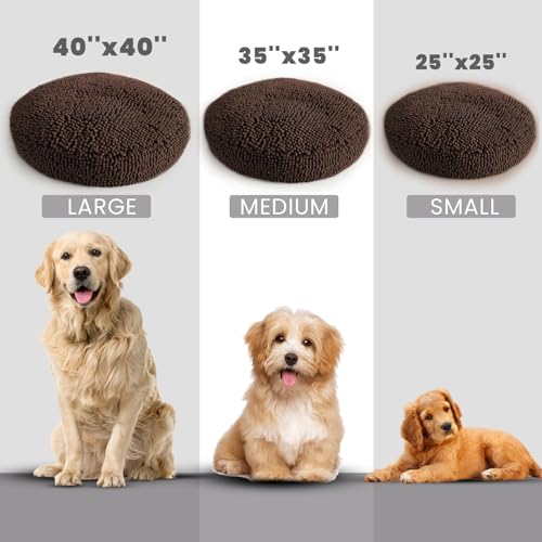 Muddy Mat® Cloud K-9 Bed for Dogs & Cats, Soft & Relaxing Donut Dog Bed, Chenille Material, Removable Cover, Washable & Dryer Safe–Brown Small(25'x25') - color: Chocolate Brown, size: Small (25''X25'')