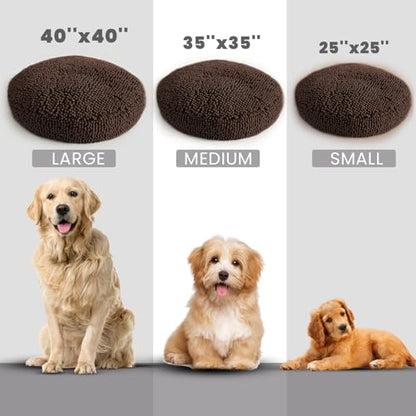 Muddy Mat® Cloud K-9 Bed for Dogs & Cats, Soft & Relaxing Donut Dog Bed, Chenille Material, Removable Cover, Washable & Dryer Safe–Brown Small(25'x25') - color: Chocolate Brown, size: Small (25''X25'')