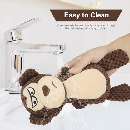 Dog Toys, Dog Squeaker Toys with Crinkle Paper, Stuffed Animal Dog Plush Chewing Toy, Cotton Rope Interactive Toys for Puppy, Small, Middle Dogs (Brown Monkey) - color: Brown