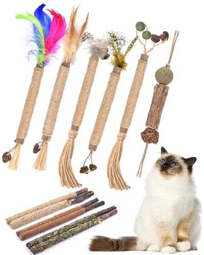 TINDTOP 12 Pack Chew Sticks for Cats, Natural Silvervine Catnip Toys for Kittens Teeth Cleaning, Matatabi Dental Care, Increase Appetite, Calm Cat Anxiety and Stress, Cat Dental Toy - color: 12 Pack