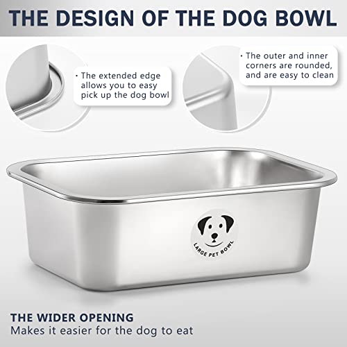 Stainless Steel Dog Bowls for Large Dogs, High Capacity Metal Dog Food Bowls, Food and Water Bowl for Large, X-Large, and Big Dogs 2.65 Gallons - color: Stainless Steel-2.65 gallons