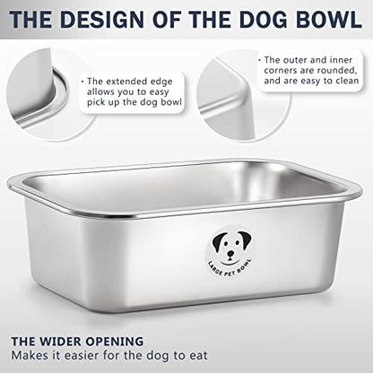 Stainless Steel Dog Bowls for Large Dogs, High Capacity Metal Dog Food Bowls, Food and Water Bowl for Large, X-Large, and Big Dogs 2.65 Gallons - color: Stainless Steel-2.65 gallons