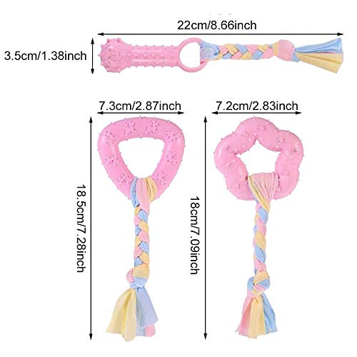 Dog Chew Toys, 7pcs Dog Puppies Teething Chewing Toy Set with Ball and Colorful Ropes, Interactive Pet Toys for Small and Medium Dogs (Pink) - color: Pink