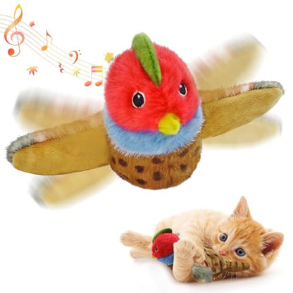 Cat Toys, Flapping Wings Pheasant, No Flying, Chirping Bird Interactive Catnip Toy for Kitten or Small Dogs, Touch Activated, Rechargeable - color: Pheasant