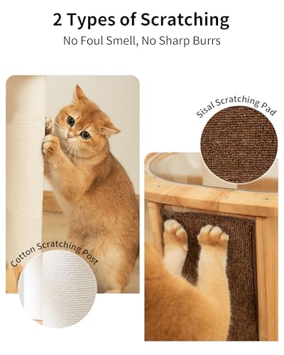 Wood Cat Tree for Large Cats, Modern Cat Tree Tower with Wide Shelves Cotton Scratching Posts, Super Sturdy Base, Cozy Perches, and Interactive Toys for Indoor Kittens - color: s94
