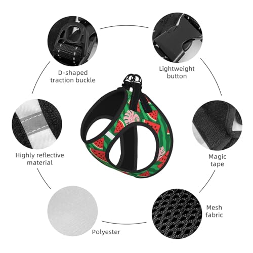 Summer Breathable Dog Harness, Watermelon Banana Leaves Art, Reflective Step-in Vest No Pull Design, Cooling Solution for Small Large Pets Walking - color: Style (530), size: Small