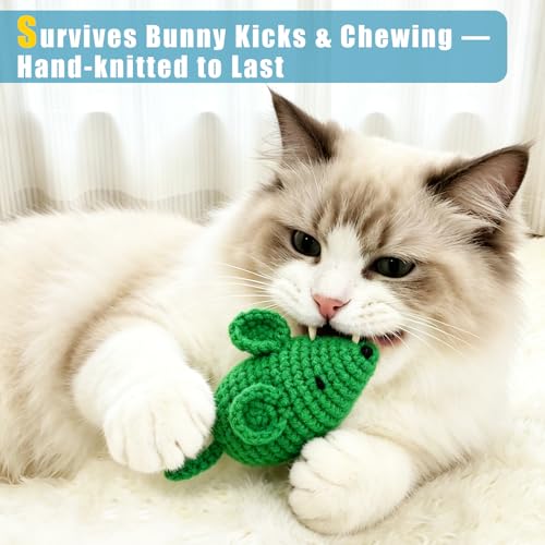 Retro Shaw Catnip Toys Crochet Mouse 6 Pcs - 100% Natural Catnip & Silvervine Blend Yarn Cat Nip Mice, Durable Hand-Knitted Teething Chew Toy for Indoor Cats & Kittens, Interactive Play & Dental Care - style: Mouse-6